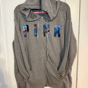 PINK Victoria's Secret Gray Full Zip Tropical Palm Hoodie